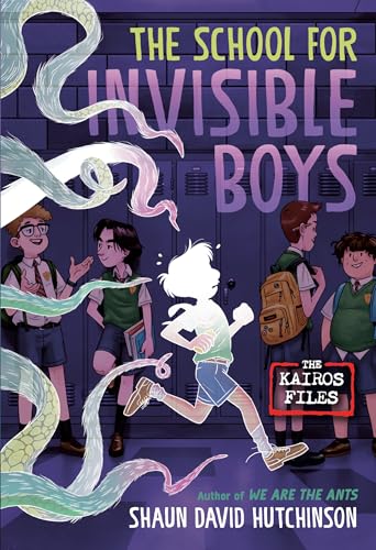 Book cover: boys in school hallway, one partially invisible.