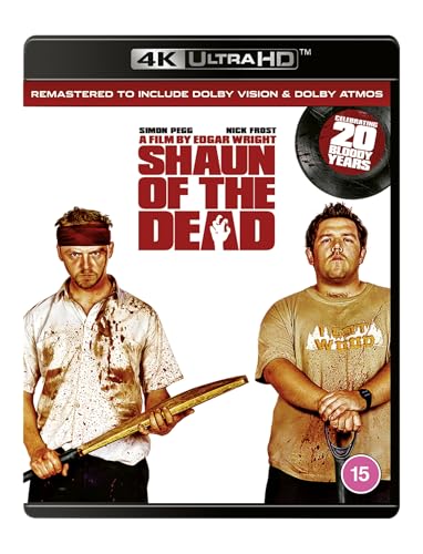 Shaun of the Dead 4K UHD Blu-ray cover with Simon Pegg and Nick Frost.
