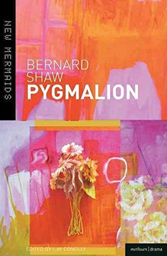 Pygmalion by George Bernard Shaw book cover with abstract orange and white art.