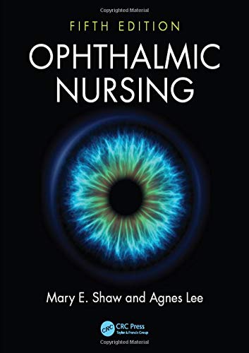 Book cover for "Ophthalmic Nursing," fifth edition, featuring a blue iris.
