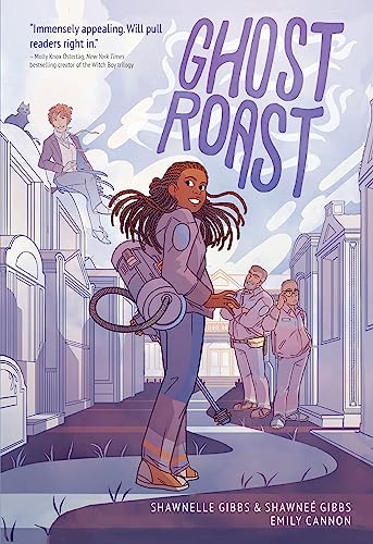 Book cover: young Black girl with ghost-hunting equipment, illustrated street scene.