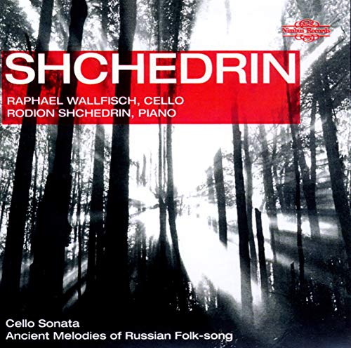CD cover for Shchedrin’s cello and piano music with a forest scene.