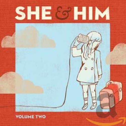 She & Him "Volume Two" CD cover with illustration of woman with phone.