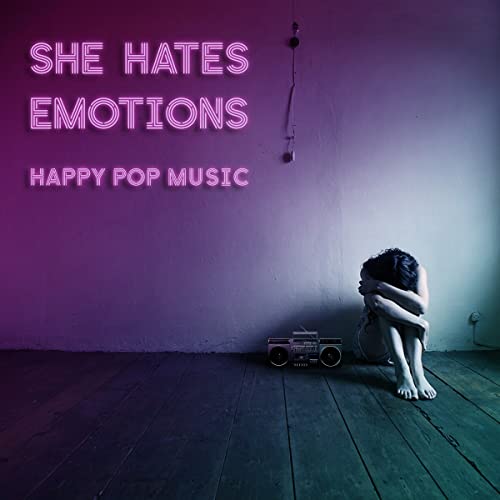 CD cover with neon text and a person sitting, head in arms.