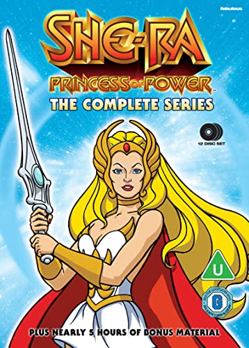 She-Ra holding a sword on the She-Ra Princess of Power complete series DVD cover.