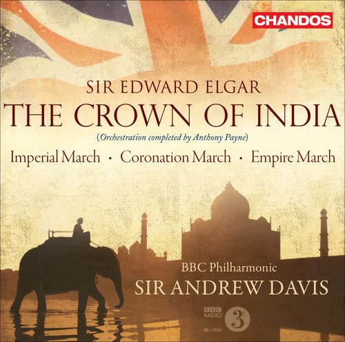 CD cover for Elgar’s “The Crown of India” featuring an elephant and Taj Mahal.