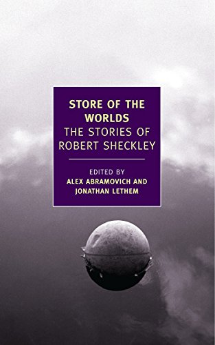 Book cover: “Store of the Worlds” by Robert Sheckley, with a planet.