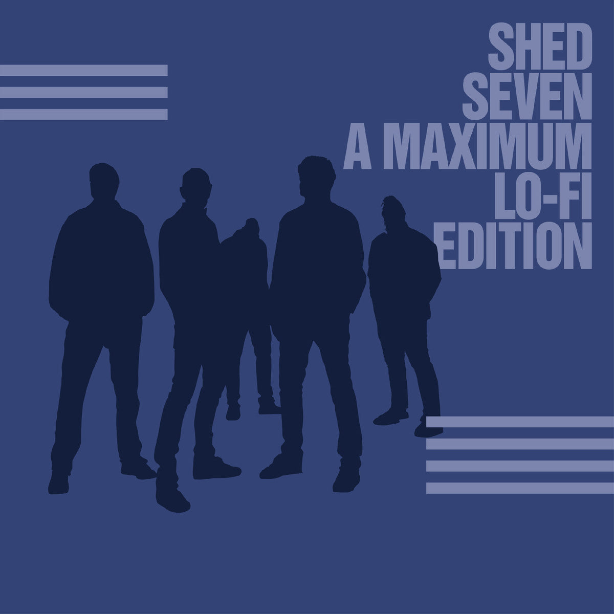 Shed Seven album cover: Silhouettes of a band on a blue background.