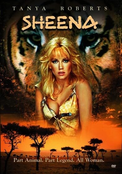 Sheena" DVD cover featuring a blonde woman and a tiger's face.