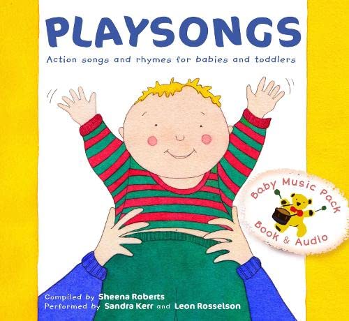 Colorful illustrated cover of "Playsongs" book for babies and toddlers.