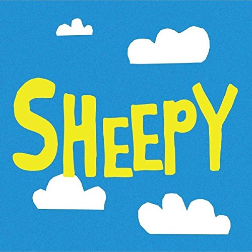 Sheepy" title in yellow letters against a blue background with white clouds.