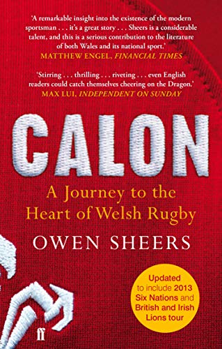 Book cover: "Calon" about Welsh rugby, with a red dragon illustration.