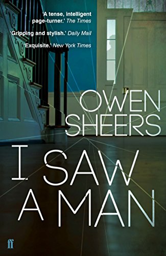 Book cover: hallway, open doorway, and large white title "I Saw A Man".