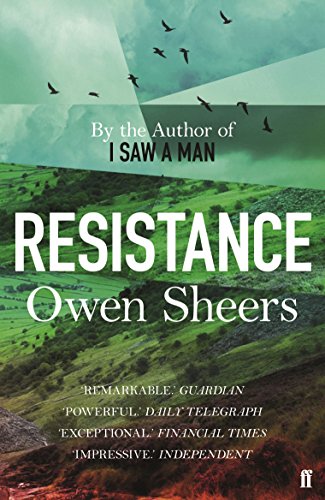 Book cover for Resistance by Owen Sheers featuring green hills and birds in flight.