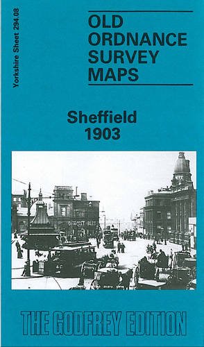 Cover of "Sheffield 1903" map book with a historic street scene.