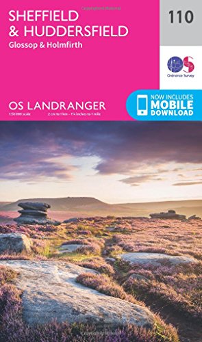 Ordnance Survey Landranger map 110, covering Sheffield, Huddersfield, and Peak District.