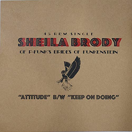Brown vinyl record cover for Sheila Brody’s “Attitude” with a bird graphic.