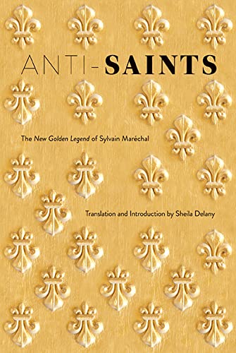 Book cover: "Anti-Saints" with repeating golden fleur-de-lis pattern.