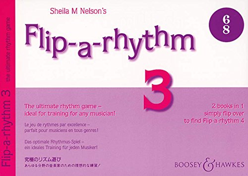 Front cover of Flip-a-rhythm 3 music book by Sheila M. Nelson with purple accents.