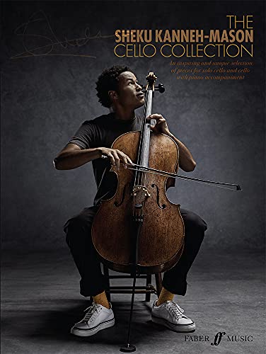 Sheku Kanneh-Mason sitting and playing the cello on a dark background.