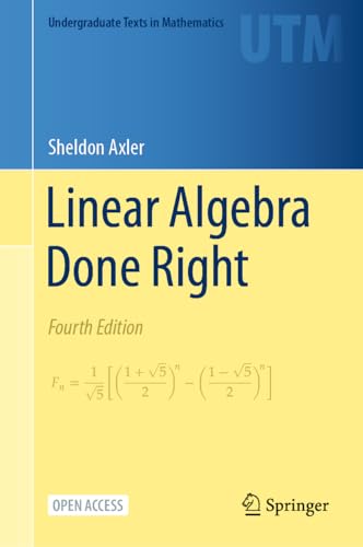 Book cover for Linear Algebra Done Right by Sheldon Axler, fourth edition, Springer.