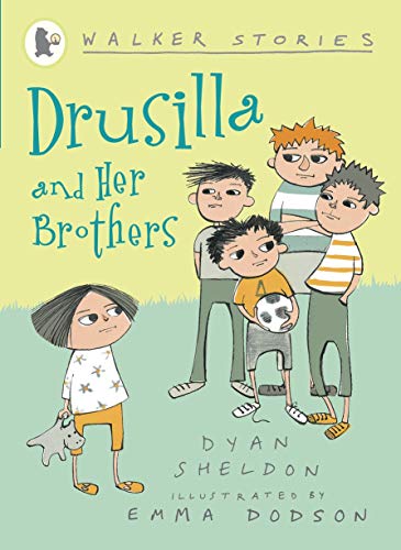 Book cover: "Drusilla and Her Brothers" featuring illustrated children and a dog.