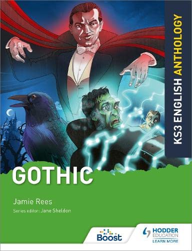 Book cover: "Gothic" anthology featuring Dracula, Frankenstein’s monster, and a raven.