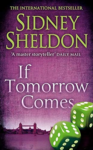 Book cover: “If Tomorrow Comes” by Sidney Sheldon, with dice and a bridge.