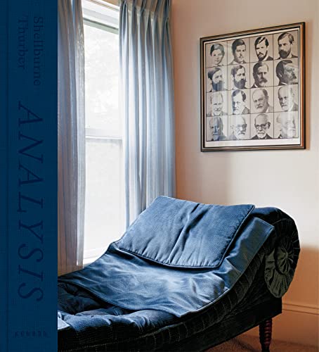 Book cover featuring a room with a chaise lounge and portrait collage.