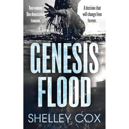 Book cover: “Genesis Flood” depicts a woman struggling in stormy water.