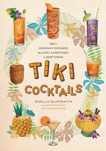 Book cover with illustrated tropical cocktails and floral arrangements.