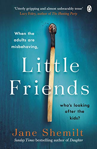 Book cover: “Little Friends” with a burnt matchstick on a blue background.