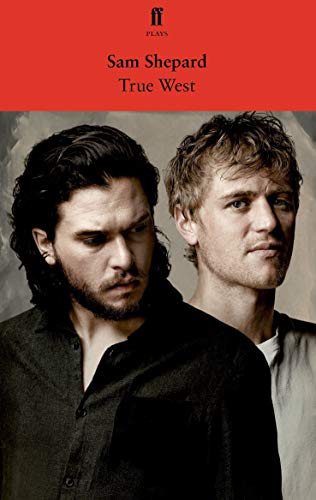 Book cover for "True West" featuring two men’s faces in grayscale.