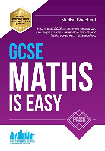 Purple and white GCSE Maths textbook cover with large text and starbursts.