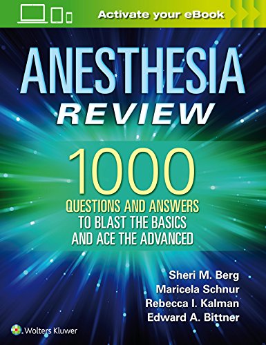 Book cover: "Anesthesia Review" with large text and a blue, starburst background.
