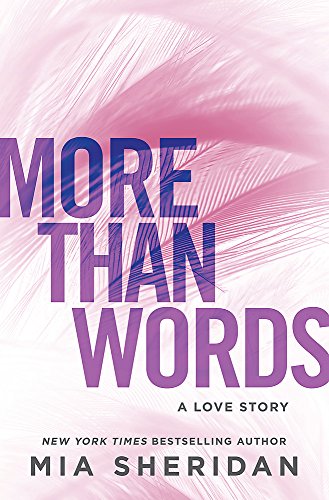 Book cover: "More Than Words" with pink feather background and bold text.