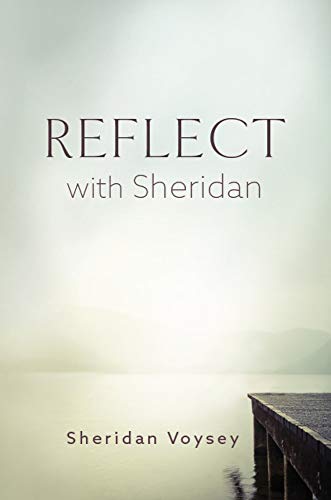 Book cover with title "Reflect with Sheridan" and a lakeside scene.
