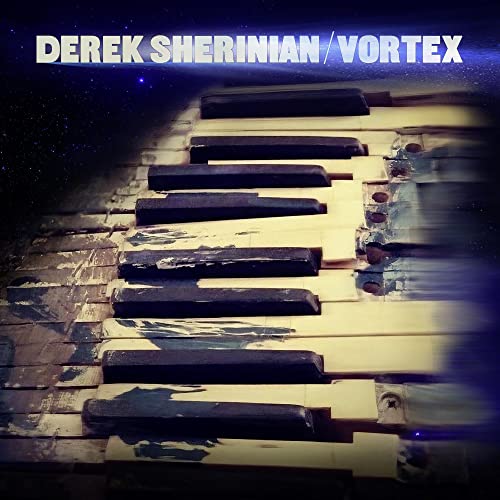 CD cover for Derek Sherinian’s “Vortex” featuring a piano keyboard.