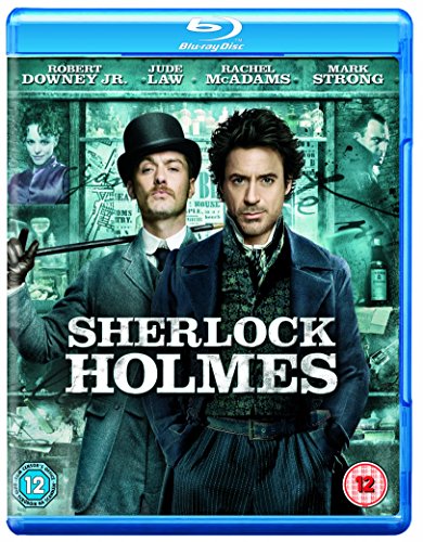 Sherlock Holmes Blu-ray cover featuring Robert Downey Jr. and Jude Law.