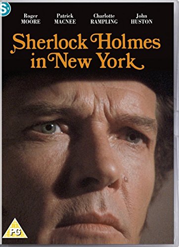 DVD cover featuring Roger Moore as Sherlock Holmes in close-up.