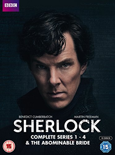 DVD box set cover featuring Benedict Cumberbatch as Sherlock Holmes against a dark background.