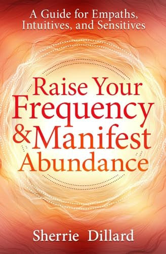 Book cover with orange and red swirling design, title "Raise Your Frequency.