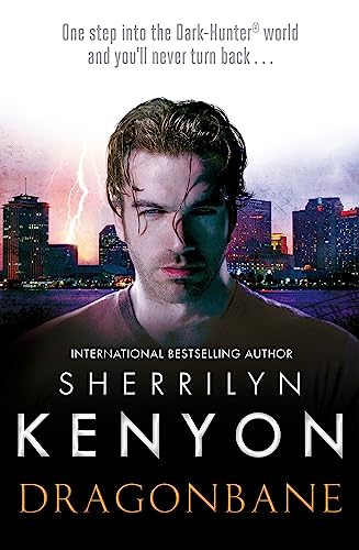 Book cover: man’s face split in shadow, city skyline with stormy sky.