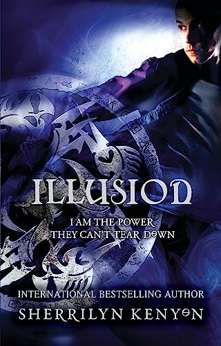 Book cover for “Illusion” featuring a man with a sword and ornate designs.