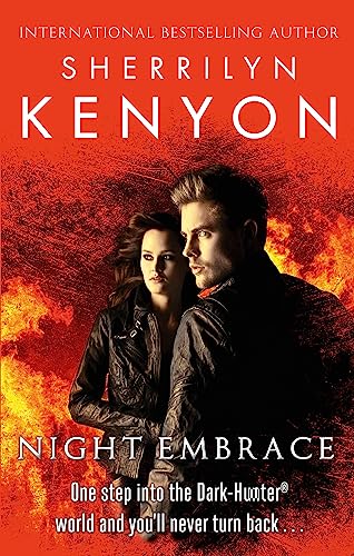 Book cover: couple against a fiery orange and red background.