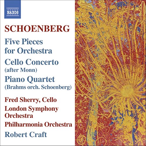 CD cover for Schoenberg and Brahms orchestral works, abstract art.