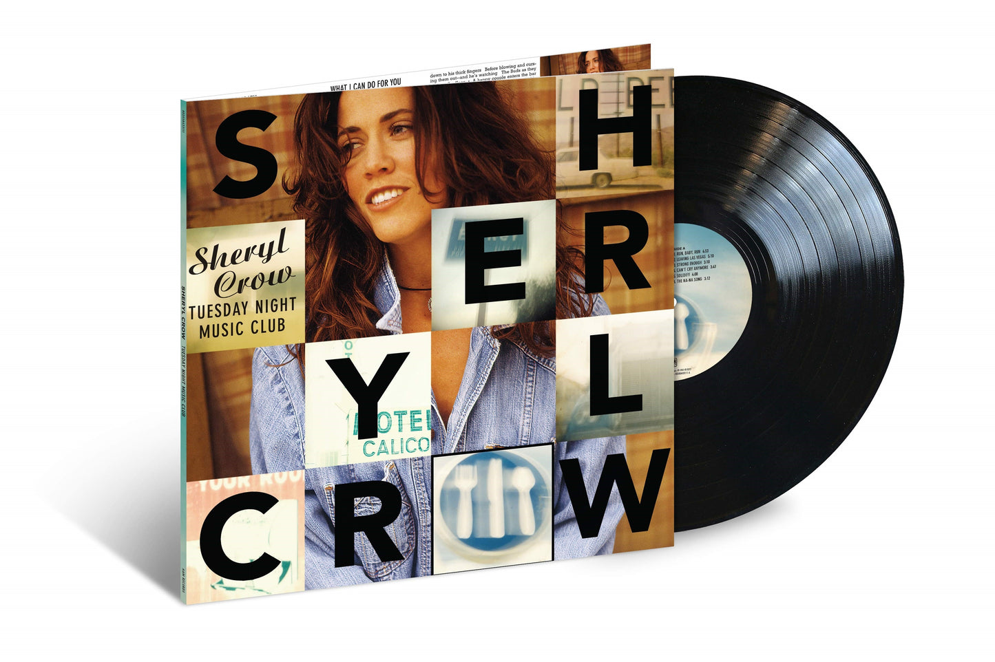 Sheryl Crow's "Tuesday Night Music Club" vinyl record and album cover.