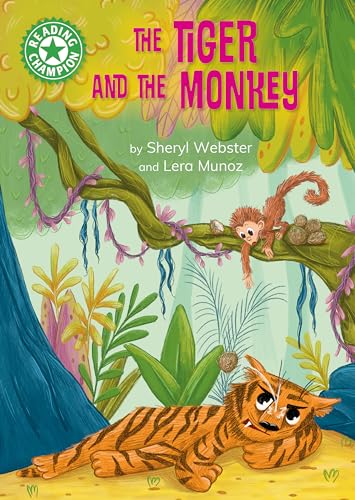 Book cover: a tiger looking up at a monkey in a jungle.