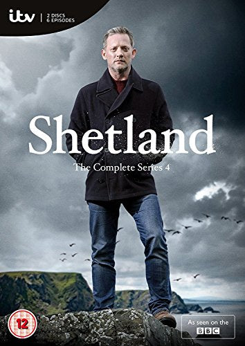 DVD cover of Shetland Series 4 featuring a man standing on a rocky cliff.