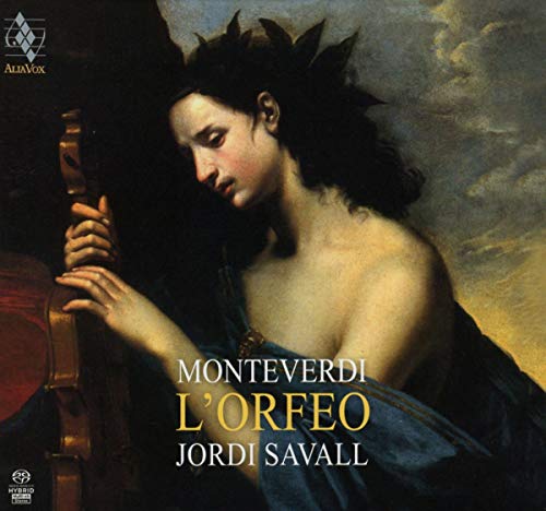 CD cover: woman with lute, text “Monteverdi L’Orfeo” and “Jordi Savall”.